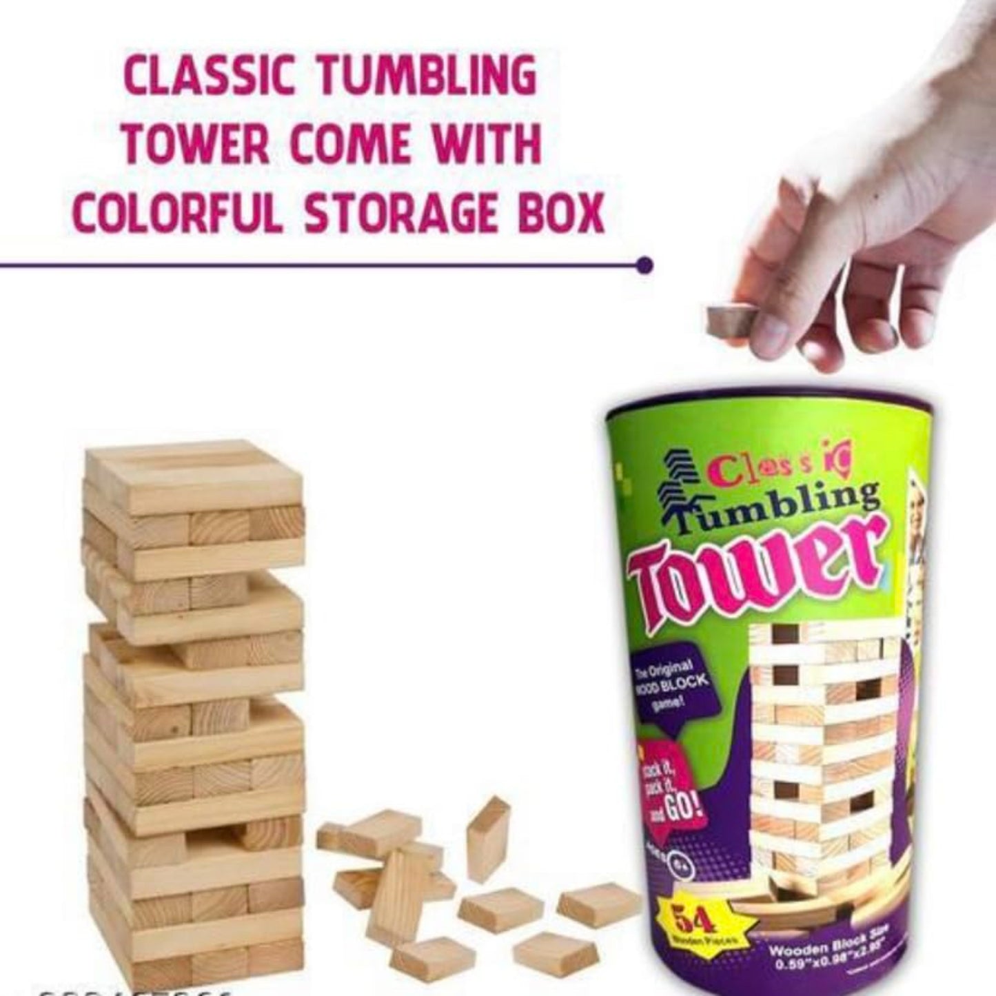 DC Tower Round Tumbling Box Classic Wooden Games