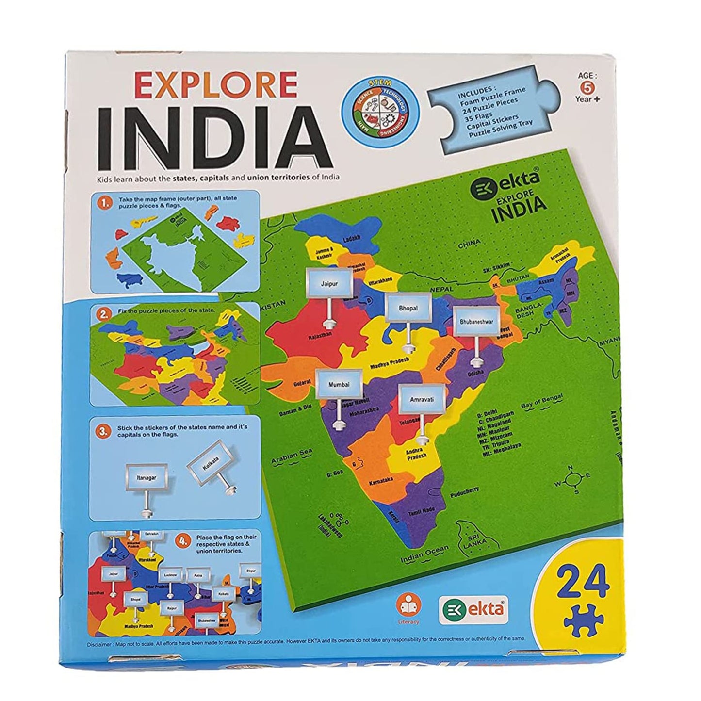 Explore India Map Puzzle | India Map with State Capitals