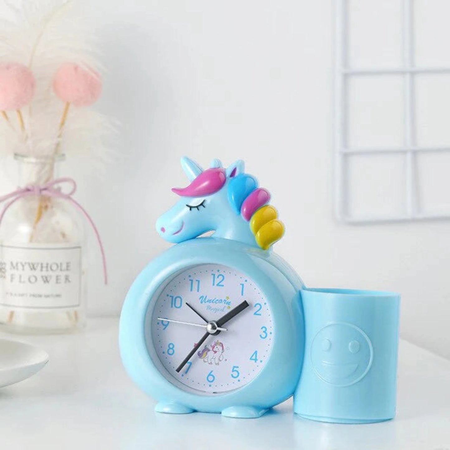 Min Qty:2 | Unicorn Alarm Clock with Pen Stand