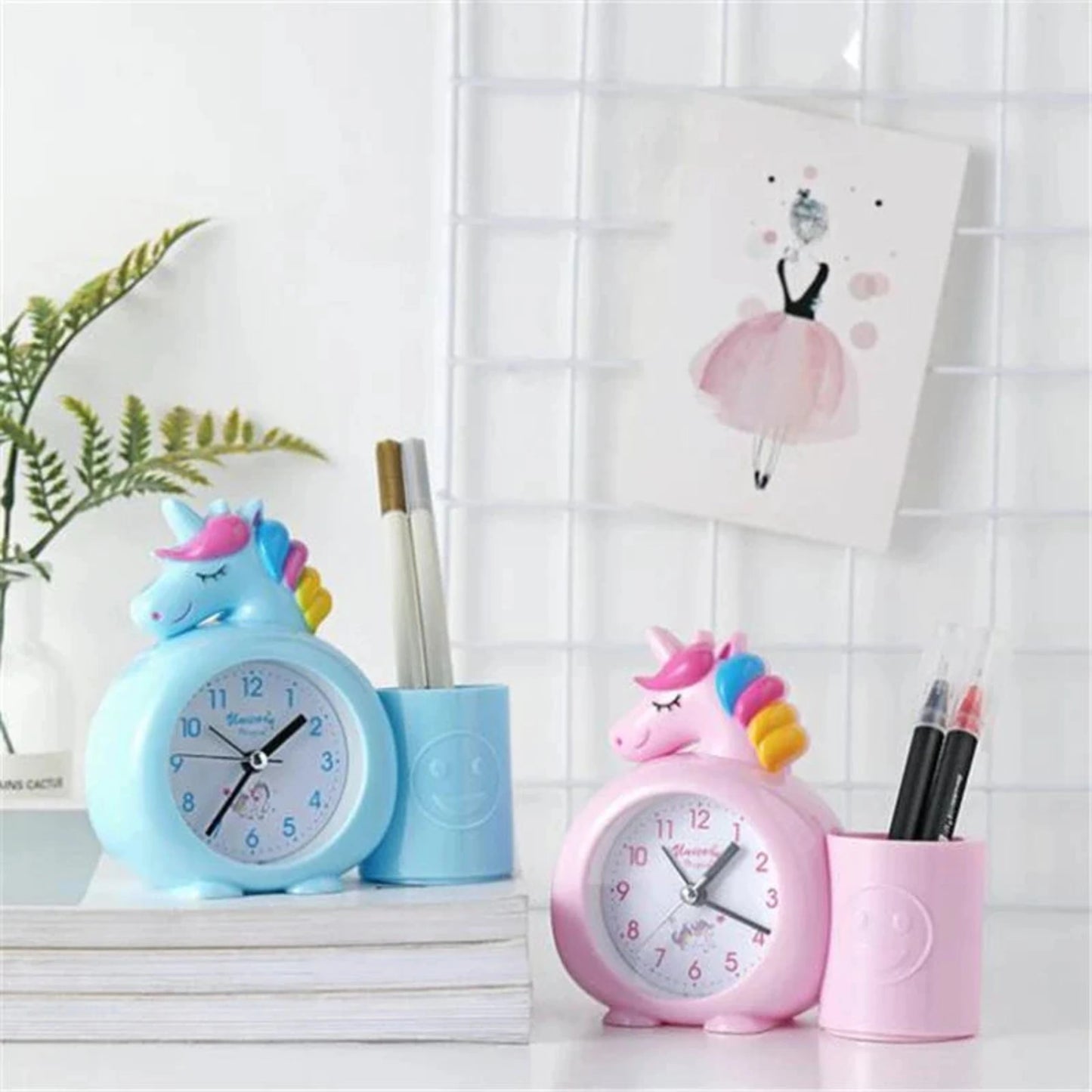 Min Qty:2 | Unicorn Alarm Clock with Pen Stand
